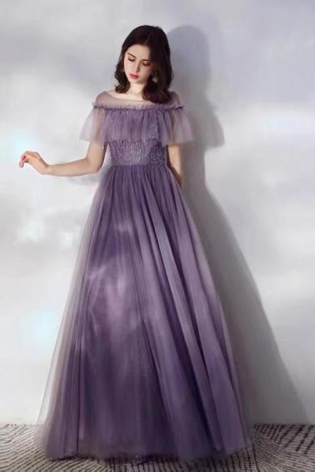 Off-the-shoulder Evening Dress, Fairy Temperament Dress, Romantic Purple Party Dress,custom Made