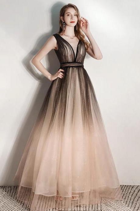 V-neck Evening Dress, Socialite, High, Expensive, Quality Fashion Dress, Gradient Fairy Dress,custom Made