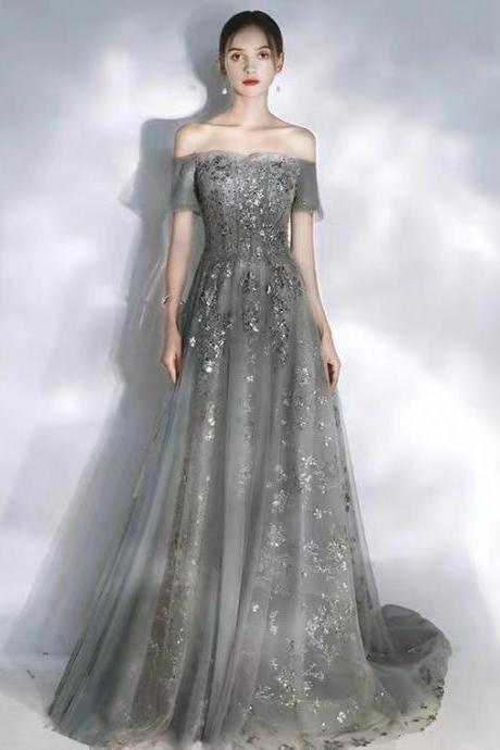 Gray Evening Dress, Elegant, Temperament, Fashion Dress, Long Fairy Party Dress,custom Made