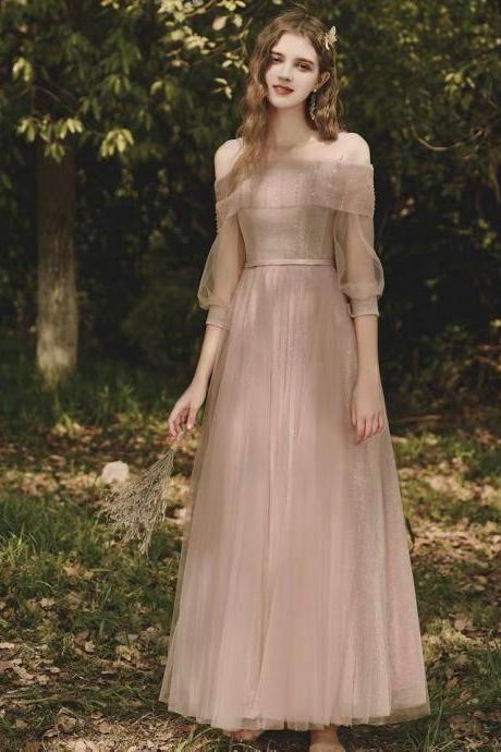 Off-the-shoulder Bridesmaid Dress, Simple, Temperament Long Fairy Evening Dress,custom Made