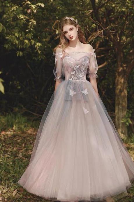 Temperament Bridesmaid Dress, Off Shoulder Prom Dress, Long Sleeve Evening Dress,custom Made