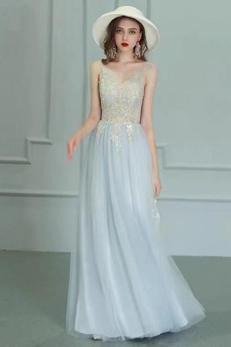 Blue Star Prom Dress, V-neck Super Fairy Party Evening Dress,custom Made