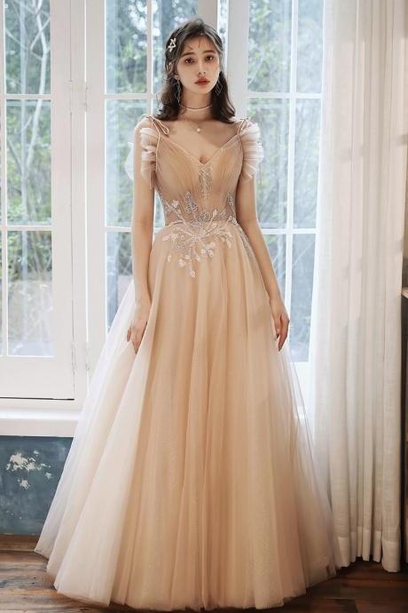 Champagne Prom Dresses, Beaded Evening Gowns, Heavy Industry Party Dresses,custom Made