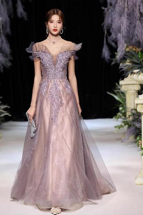 Purple Evening Dress, Temperament Long Prom Dress, Elegant Party Dress,custom Made