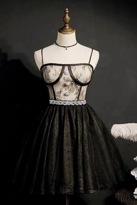 Black Lace Evening Dress, Little Black Dress, Sexy Noble Socialite Homecoming Dress,custom Made