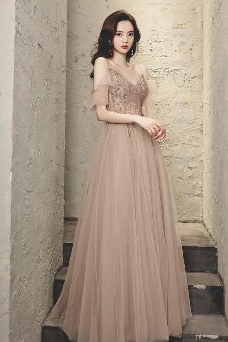 Champagne Prom Dress, Star Beaded Party Dress, Off Shoulder Party Dress,custom Made