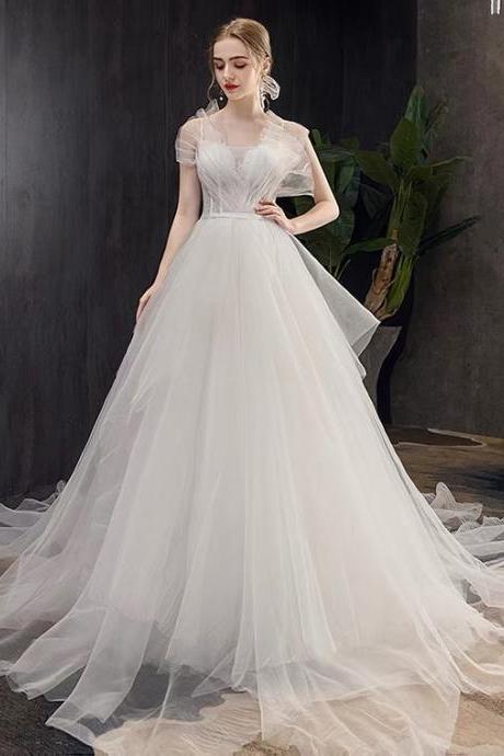 Sleeveless light wedding dress, new, bride princess dress, dream simple super fairy wedding dress,Custom Made