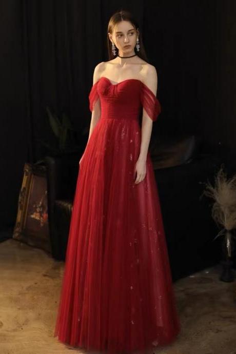 Off Shoulder Prom Dress, Red Party Dress, Fairy Tulle Evening Dress,custom Made