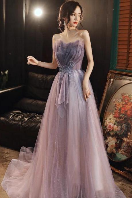 Purple Strapless Prom Gown, Super Fairy Beads Evening Dress,custom Made