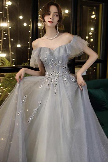 Off shoulder evening dress, new style, fairy graduation dress, light luxury party dress,Custom Made