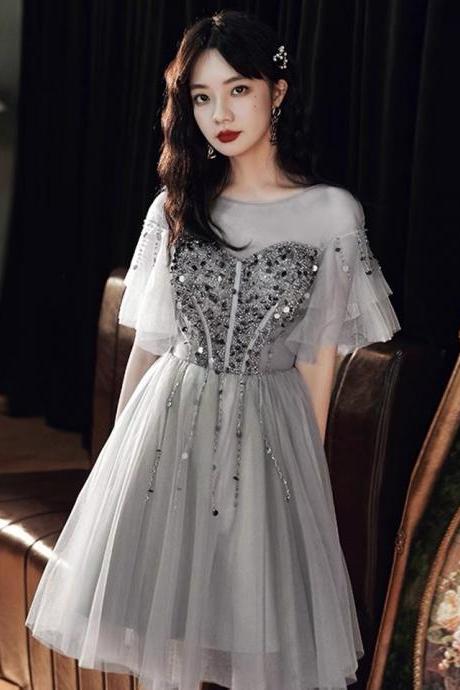 Grey Bridesmaid Dress, Fairy Evening Dress, Light Luxury Homecoming Dress,custom Made