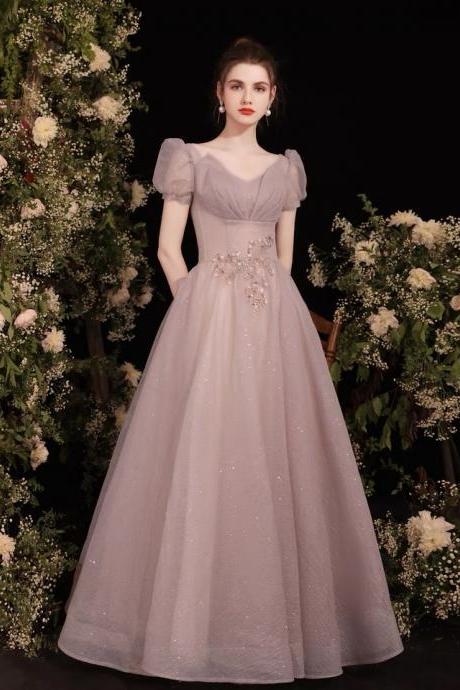 Puffle-sleeve evening dress, fairy student dress, princess socialite prom gown ,Custom Made