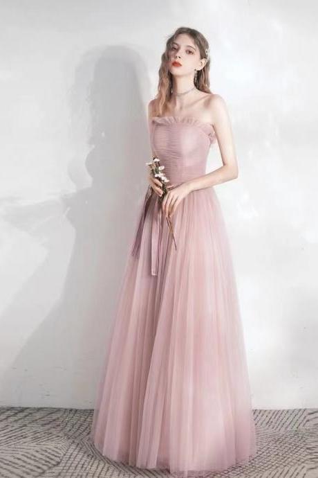Strapless Prom Dress, Classy Sweet Evening Dress, Fairy Pink Birthday Dress,custom Made