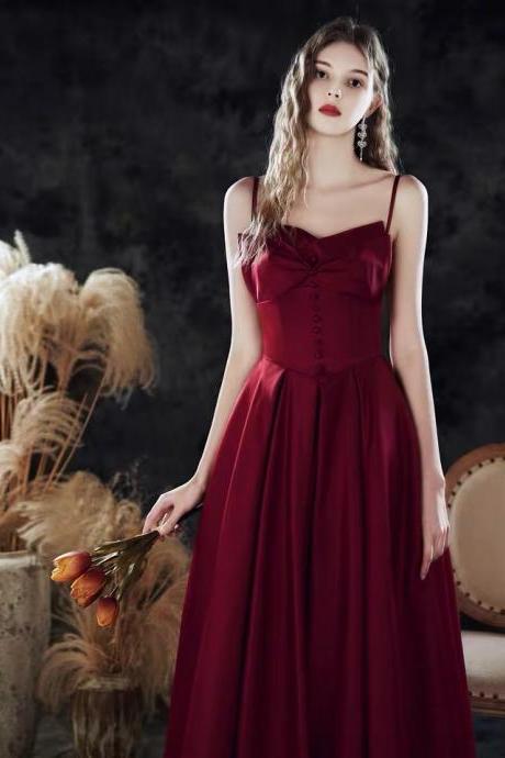 Satin Red Slim Dress, Temperamental Long Birthday Dress,custom Made