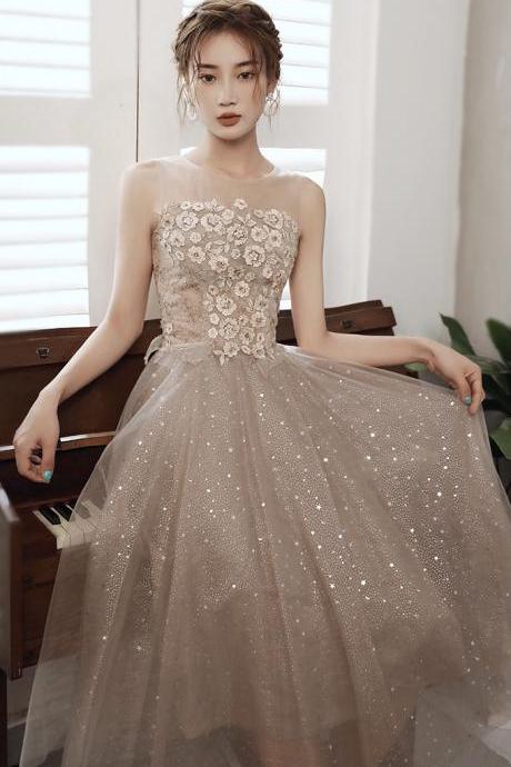 Sleeveless Fairy Evening Dress, Applique Bridesmaid Dress,homecoming Dress,custom Made