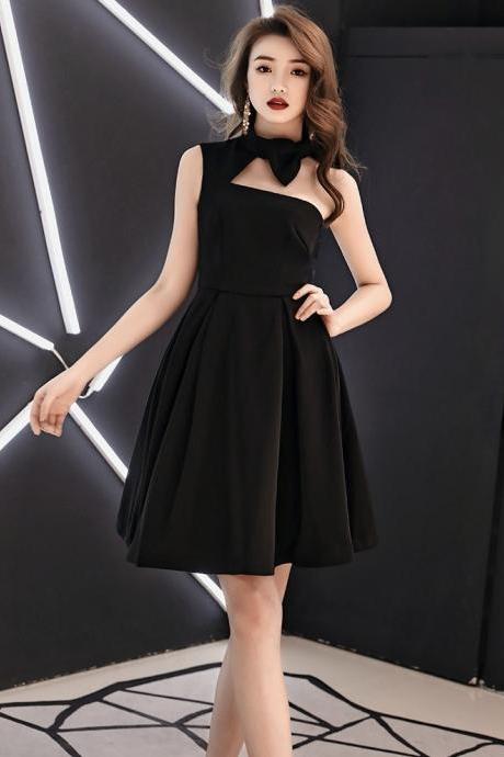 Black Little Homecoming Dress, One Shoulder Party Dress,custom Made