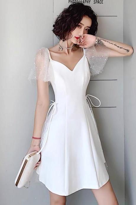 Little white dress, princess dress,birthday party dress,Custom Made