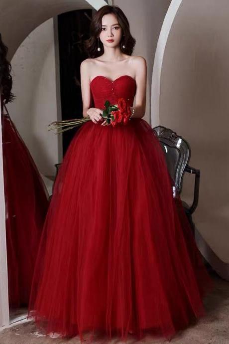 Red prom dress, princess party dress, charming evening gown,Custom Made