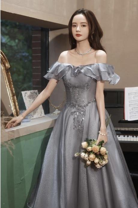 Gray Evening Dress, Shiny Birthday Dress, Fairy Graduation Dress,custom Made