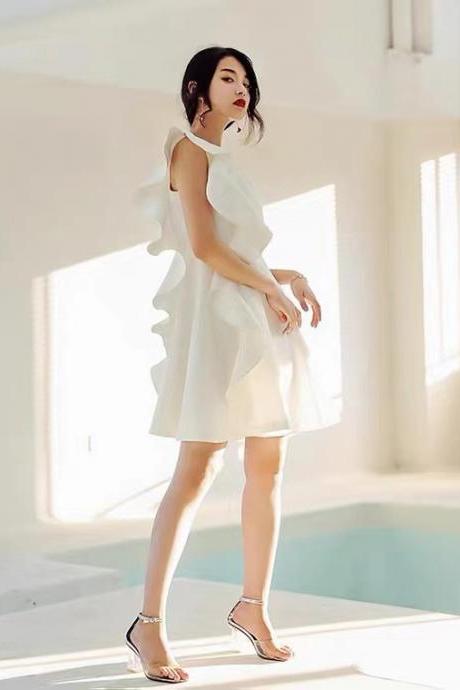 White Dress, Birthday Dress, Light Luxury Fashion Lady Dress,homecoming Dress,custom Made