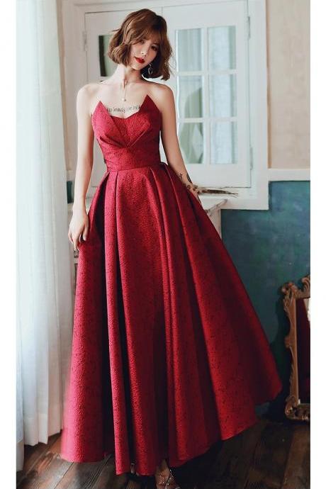 Strapless red evening dress, new, spring/summer, red party dress,custom made