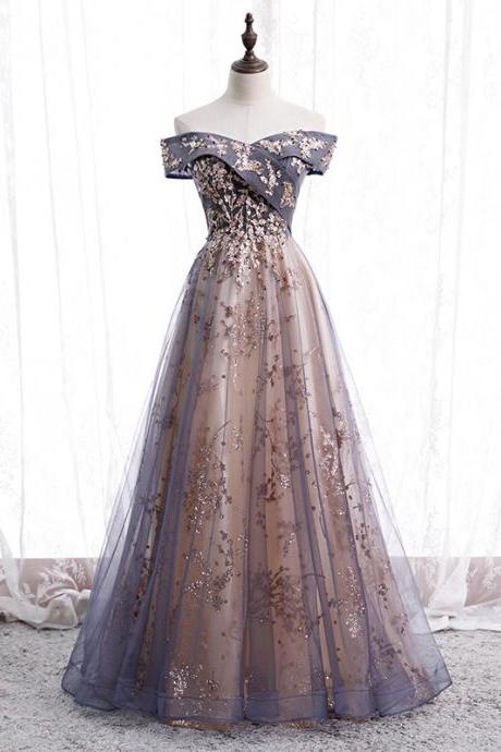 Off shoulder evening dress, temperament, super fairy, atmosphere, elegant, birthday dress,Custom Made