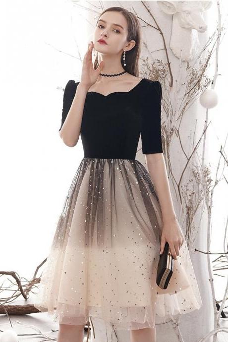 Starry evening dress, senior texture, little noble dress, square collar homecoming dress,custom made