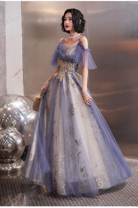 Blue Birthday dress, fairy graduation dress,spaghetti strap bridesmaid dress,custom made