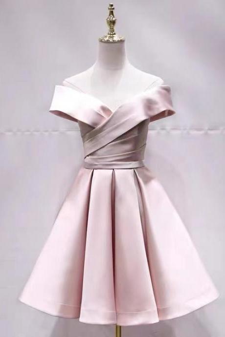Satin homecoming dress, pink bridesmaid dress, graduation gowns,custom made