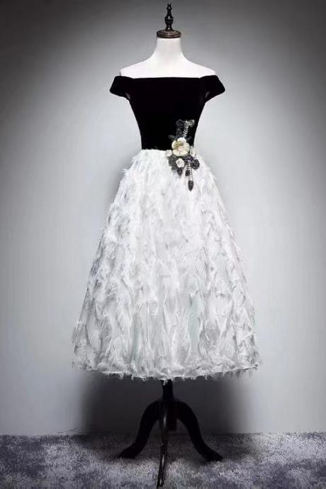 Off Shoulder Fairy Midi Dress, Applique Evening Dress,homecoming Dress,custom Made