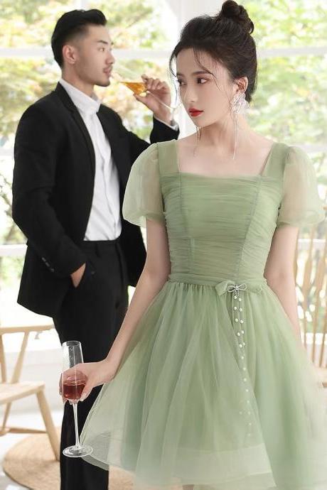 Fairy homecoming dress, green bridesmaid dress,fresh party dress,custom made