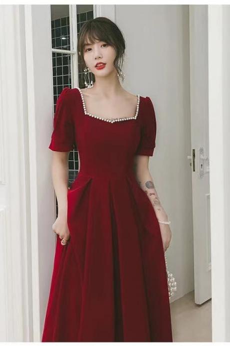 Red Party Dress,short Sleeve Homecoming Dress,custom Made