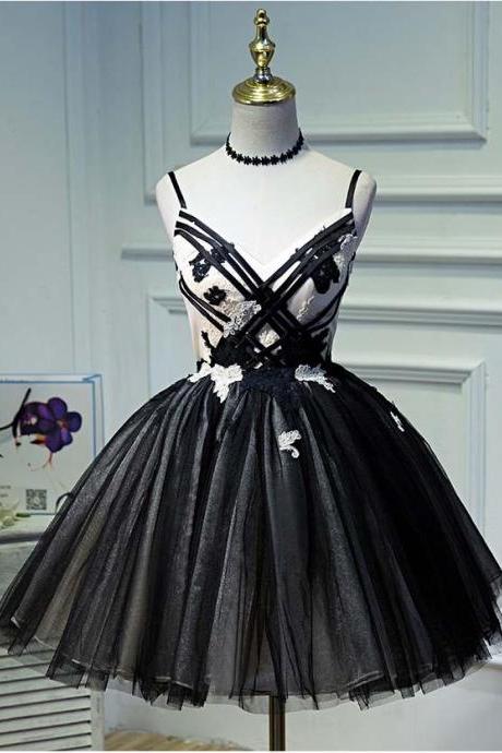 Spaghetti Straps Pompous Party Dress, Princess Homecoming Dress, Short Bridesmaid Dress Evening Dress,custom Made