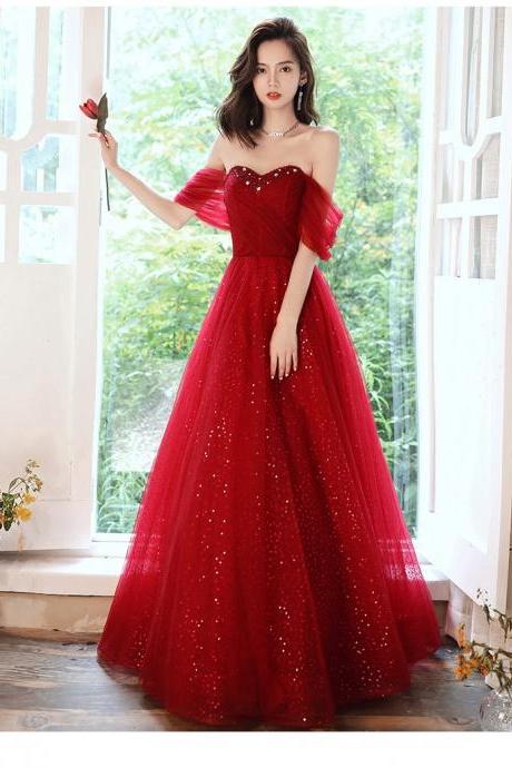 Red Dress, Fairy Off Shoulder Prom Dress,custom Made