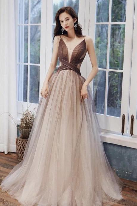 Spaghetti strap evening dress, shiny party dress, sexy prom dress,custom made