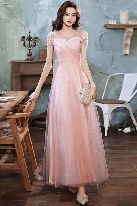 Pink Evening Dress, Light Luxurious Fairy Dress, Sweet Bridesmaid Dress,custom Made