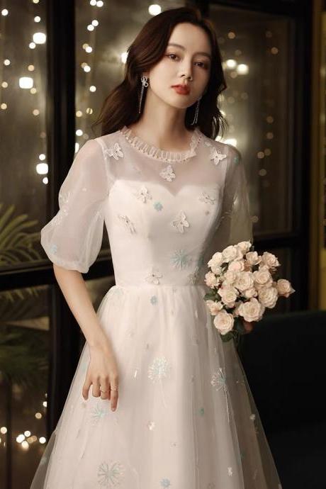 High Collar Stduent Dress, White Birthday Dress, Embroidered Fairy Dress,homecoming Dress,custom Made