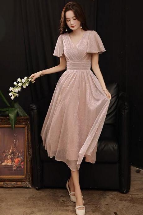 Light Pink Dress, V -neck Homcoming Dress,custom Made
