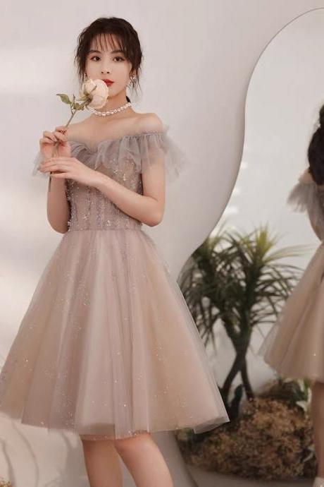 Off-the-shoulder Homecoming Gown, Short Fairy Dress, Princess Graduation Dress, Custom Made