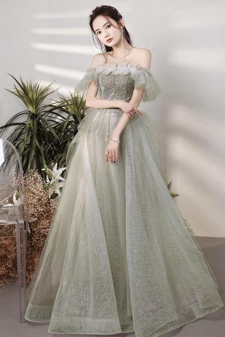 Light Luxury Evening Dress, Noble Off Shoulder Party Dress, Fairy Prom Dress, Custom Made