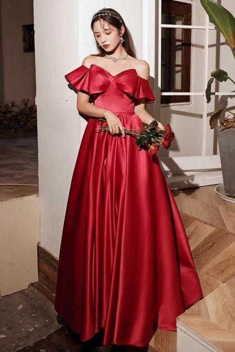 Satin Elegant Dress, Off Shoulder Simple Evening Dress, Custom Made