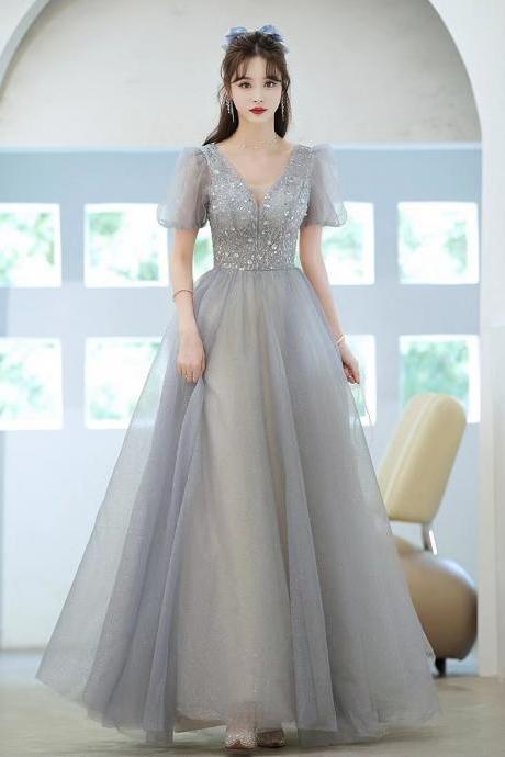 V-neck Party Dress, Fairy Princess Dress, Luxurious Beaded Dress, Custom Made