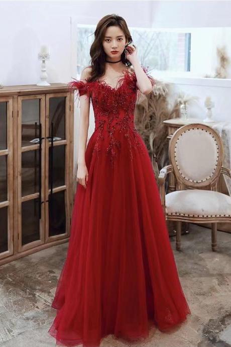 Off shoulder prom dress,red dress, glamorous evening dress,custom made