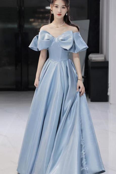 Temperamental Blue Prom Dress,off Shoulder Evening Gown,custom Made