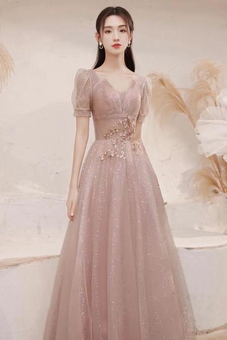 V-neck Birthday Dress, Fairy Party Dress, Sparkly Evening Dress,custom Made