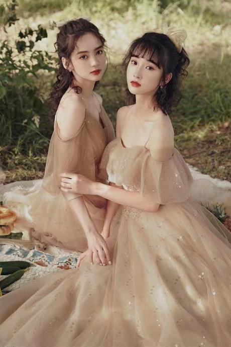 Champagne Bridesmaid dresses, sister dresses, fairy dresses,custom made