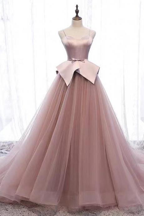 , Pink Evening Dress, High Quality Socialite Birthday Party Dress, Trailing Evening Dress,custom Made