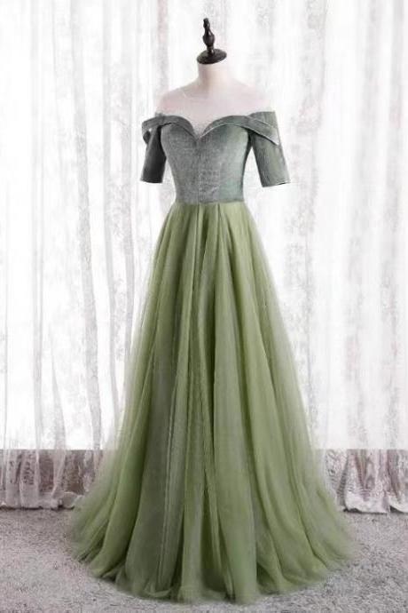 Long Prom Dress,green Dress, Fresh Party Dress,custom Made