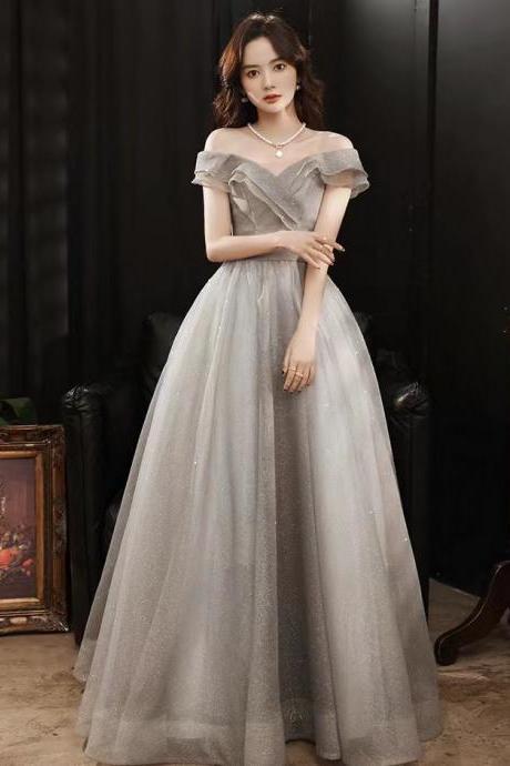 Off shoulder evening dress, autumn and winter, temperament, princess star bridesmaid dress,custom made