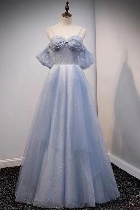 High quality evening dress, classy blue prom dress, fairy party dress,custom made